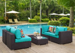 Outdoor Faux Rattan 5 PC Set in Turqouise
