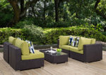 Outdoor Faux Rattan 5 PC Set in Green