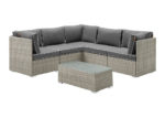 Outdoor Light Gray Faux Rattan Sectional Set in Charcoal