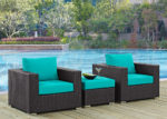 Outdoor Patio Faux Rattan 3 PC Set in Turquoise