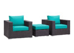 Outdoor Patio Faux Rattan 3 PC Set in Turquoise