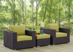 Outdoor Patio Faux Rattan 3 PC Set in Turquoise in Green