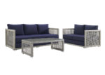 Outdoor Wicker Rattan 3 PC Set in Navy