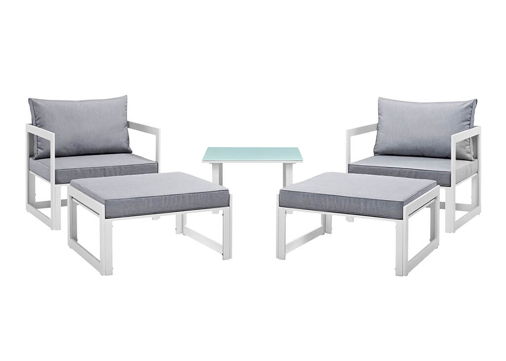 White & Gray 5 PC Outdoor Set