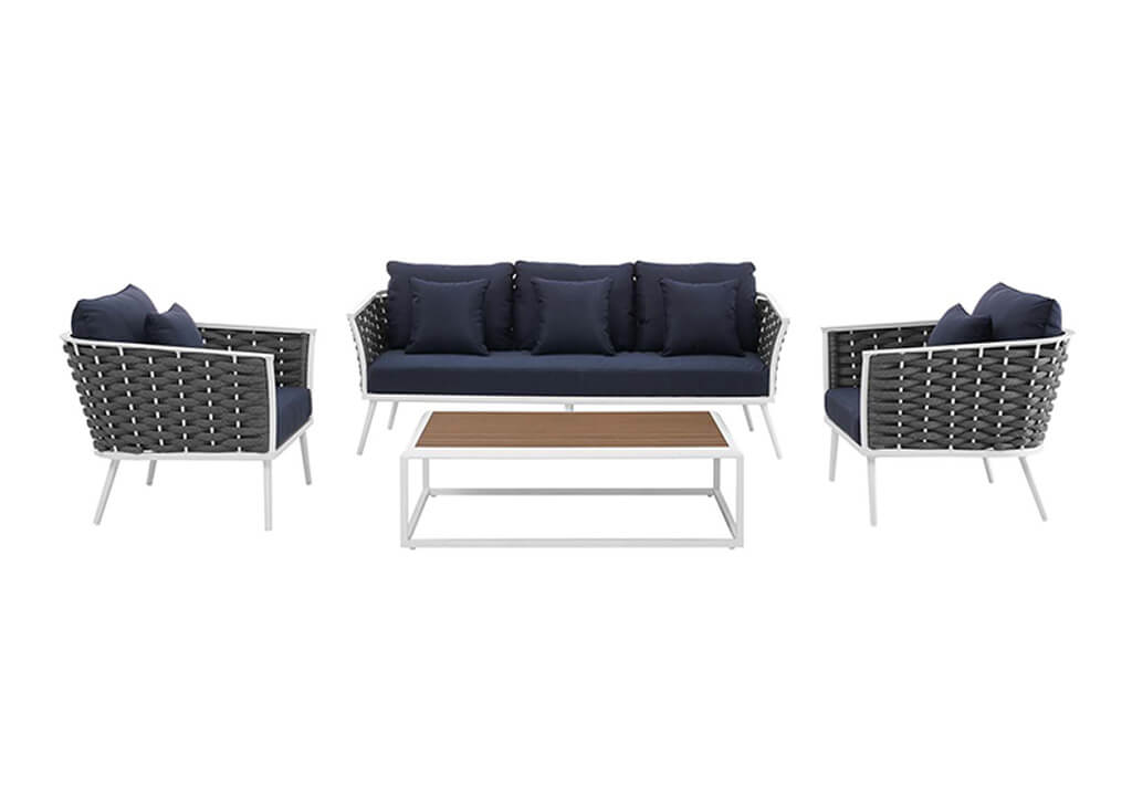 Woven Outdoor Patio 4 PC Set in Navy