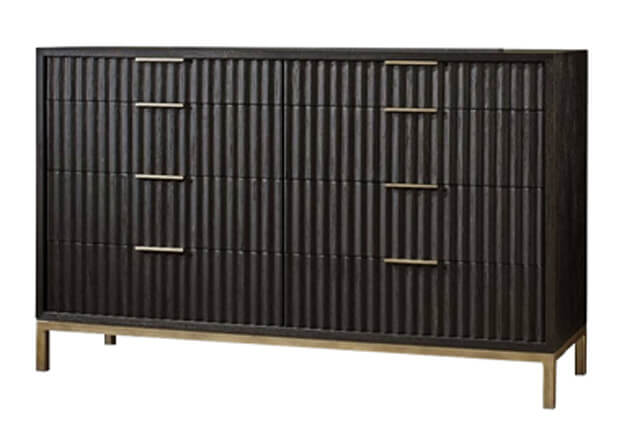 Modern Black Oak & Brass Dresser