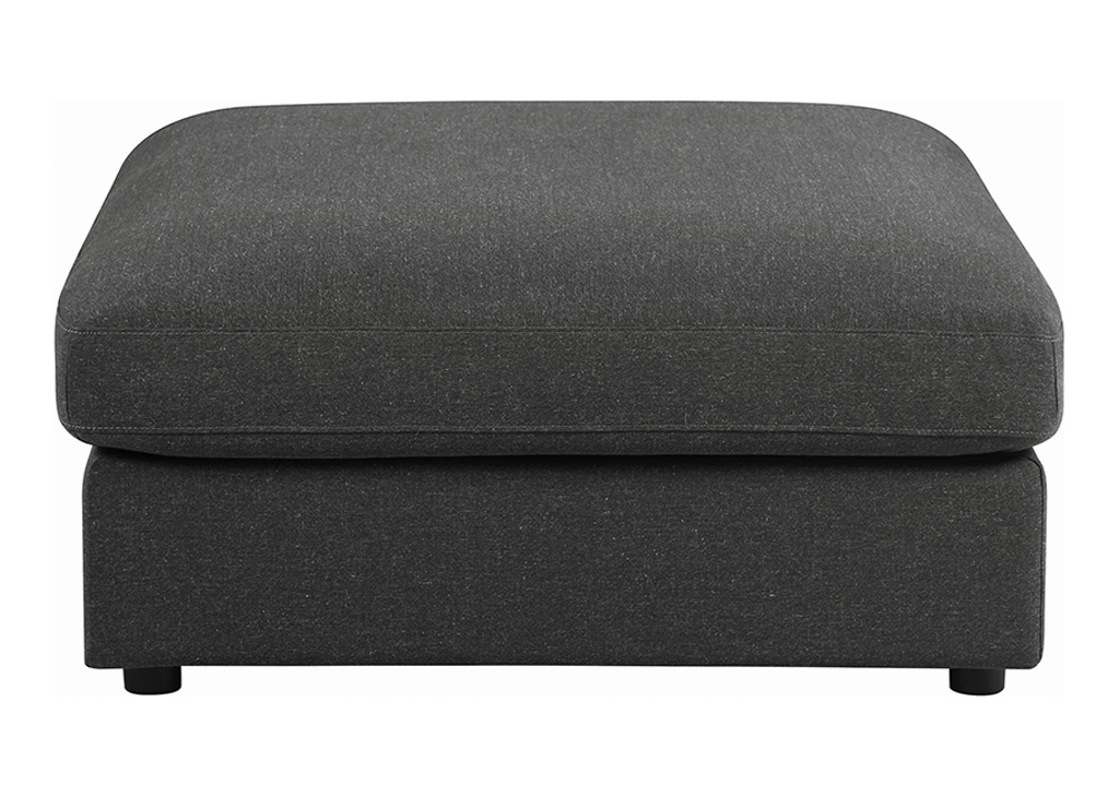 Upholstered Feather & Foam Ottoman in Charcoal