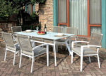 White & Rope Weave 7 PC Outdoor Dining Set