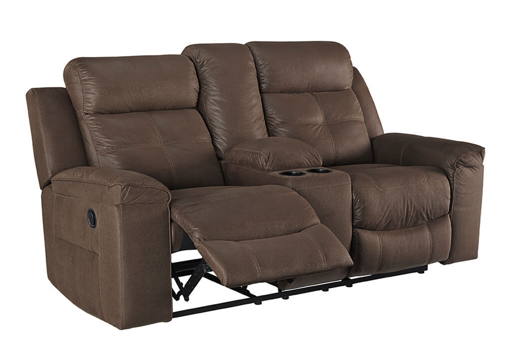 Brown Faux Suede Recliner Loveseat w/ Storage