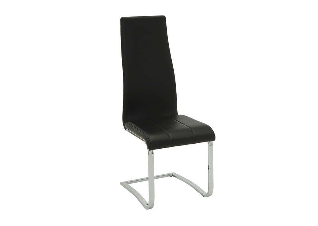 Chrome & Black Leatherette High-Back Dining Chair