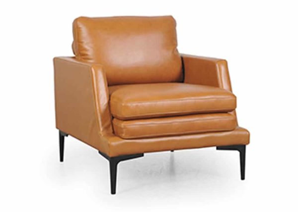 Contemporary Top-Grain Leather Accent Chair