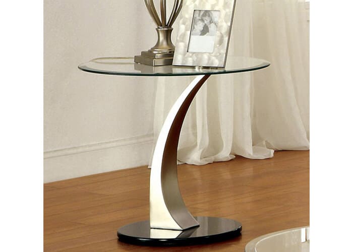 Stainless Steel & Glass End Table
