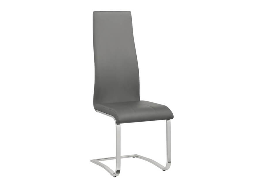 Chrome & Gray Leatherette High-Back Dining Chair
