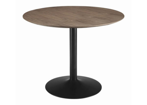 Round Black & Walnut Dining Table