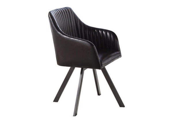 Black Faux Leather Swivel Dining Chair Set