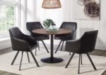 Round Black & Faux Leather 5 PC Dining Set