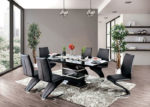 Contemporary High Gloss & Chrome Dining Table in Black