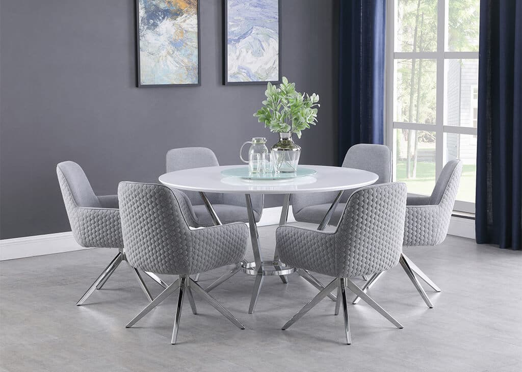 Contemporary White & Light Grey 5 PC Dining Set