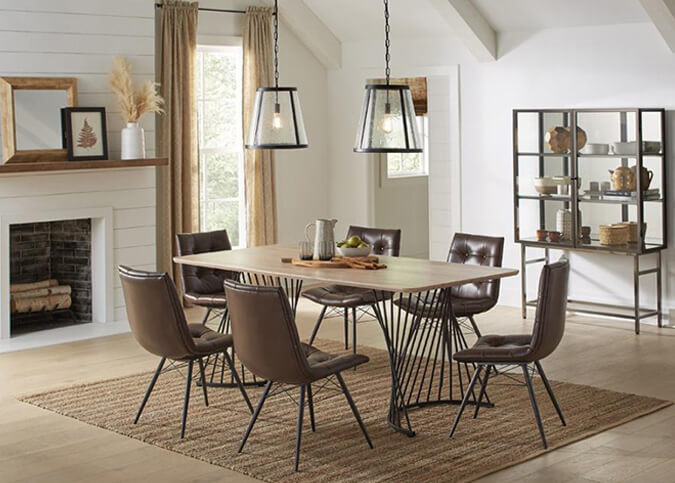 Natural Oak & Metal Dining Table