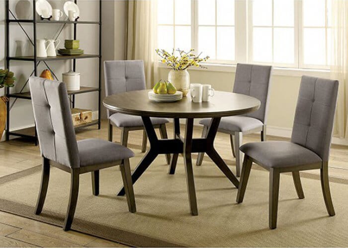 Mid-Century Inspired Walnut & Gray 5 PC Dining Set