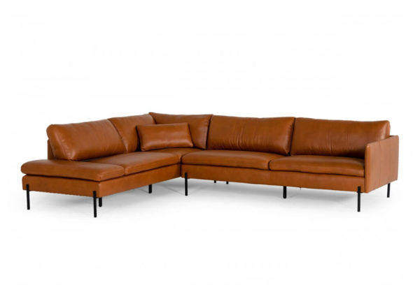 Tan Genuine Leather Sectional w/ Left Chaise