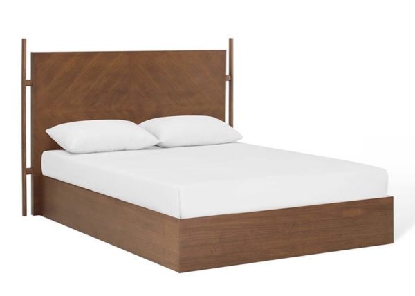 Walnut Mid-Century-Style Queen Bed Frame