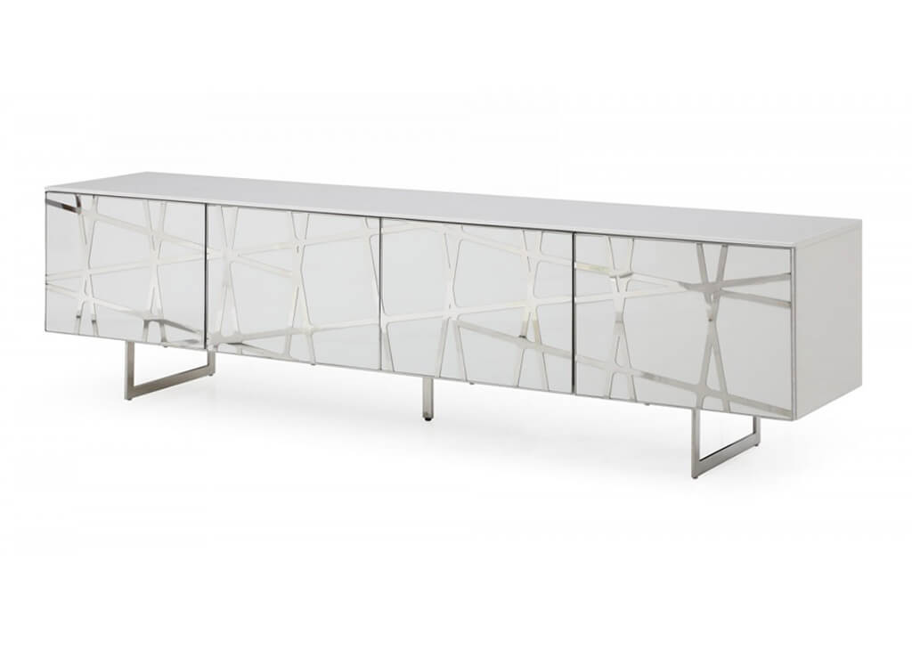 White High Gloss Stainless Steel TV Stand Caravana Furniture