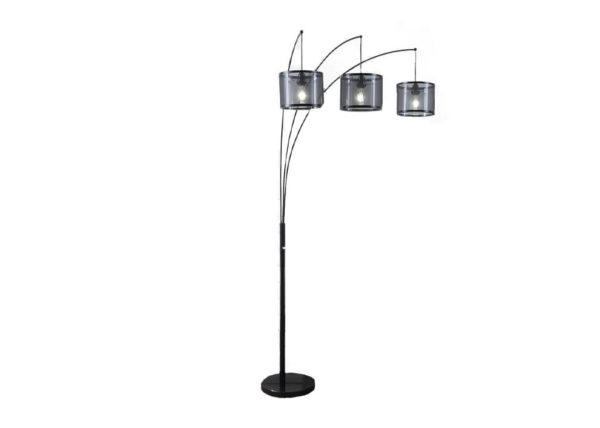 Arched 3-Arm Black Metal Floor Lamp