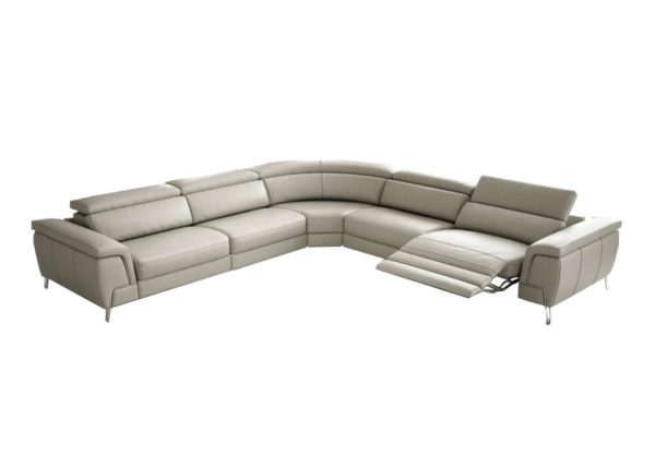 Gray Italian Leather Recliner Sectional