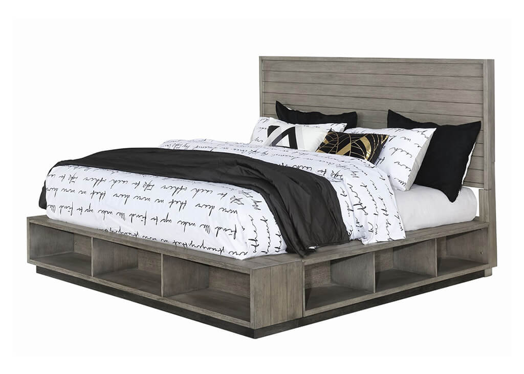 Gray Oak Storage Bed Frame