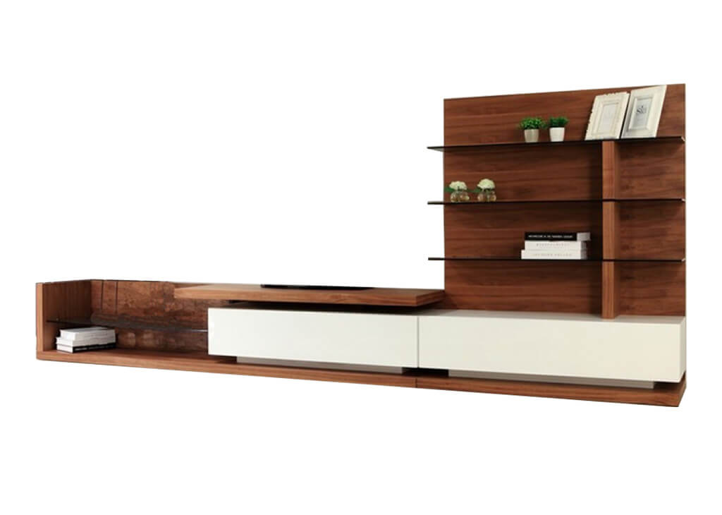 Modern Walnut & White TV Unit