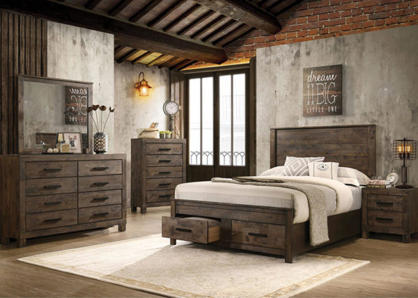 Rustic Brown Storage 5 PC Bedroom Set