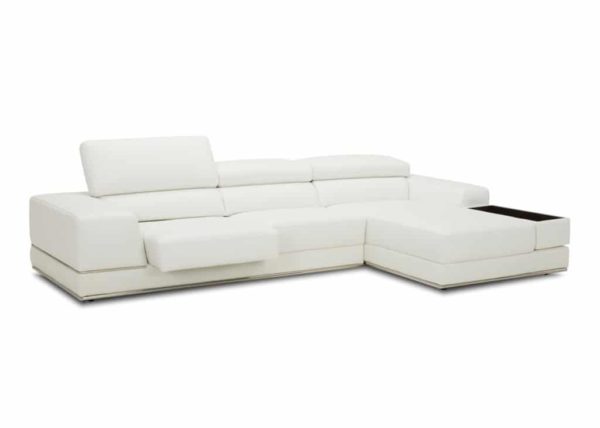 White Leather Sectional w/ Right Facing Chaise