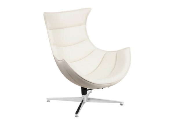 White Leatherette Cocoon Chair