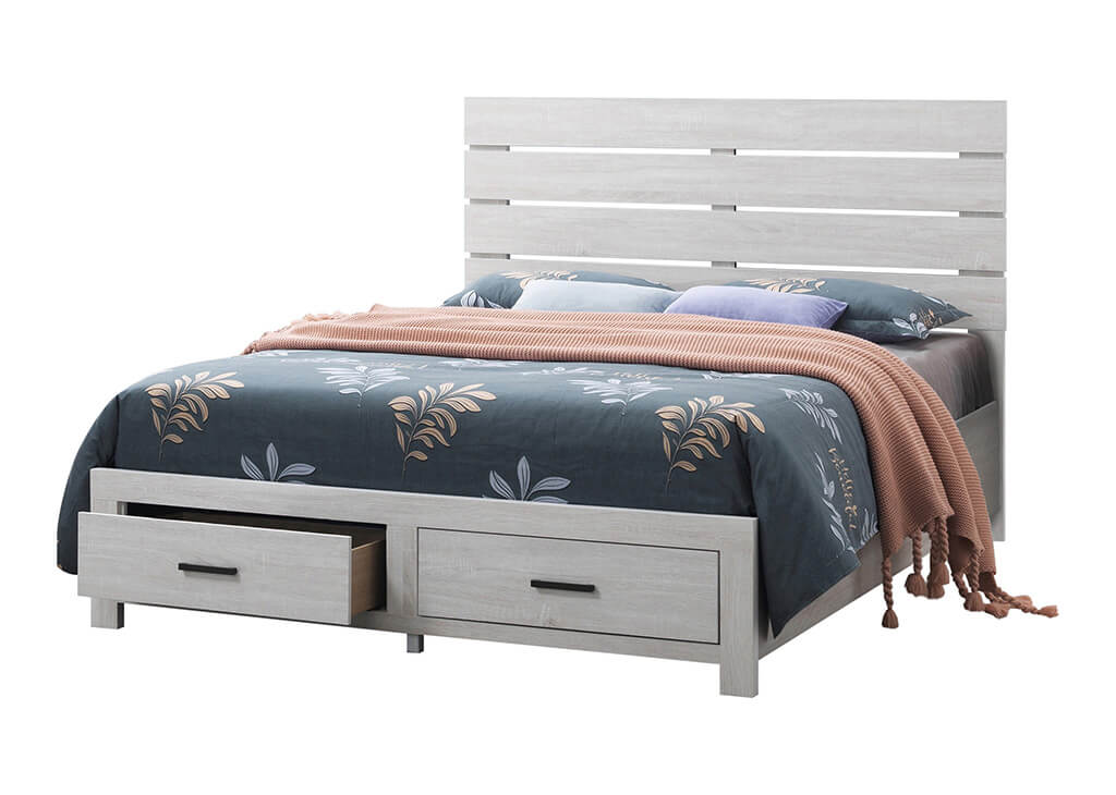 Whitewashed Panel Storage Bed Frame