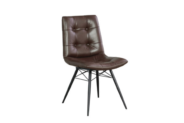 Brown Leatherette Dining Chair Set