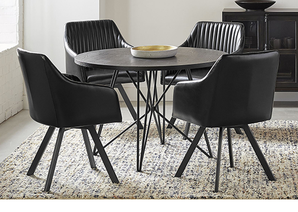 Black Metal & Faux Leather 5 pc Dining Set