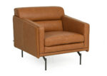 Front Left Side Facing Biscuit Back Top Grain Leather Accent Chair