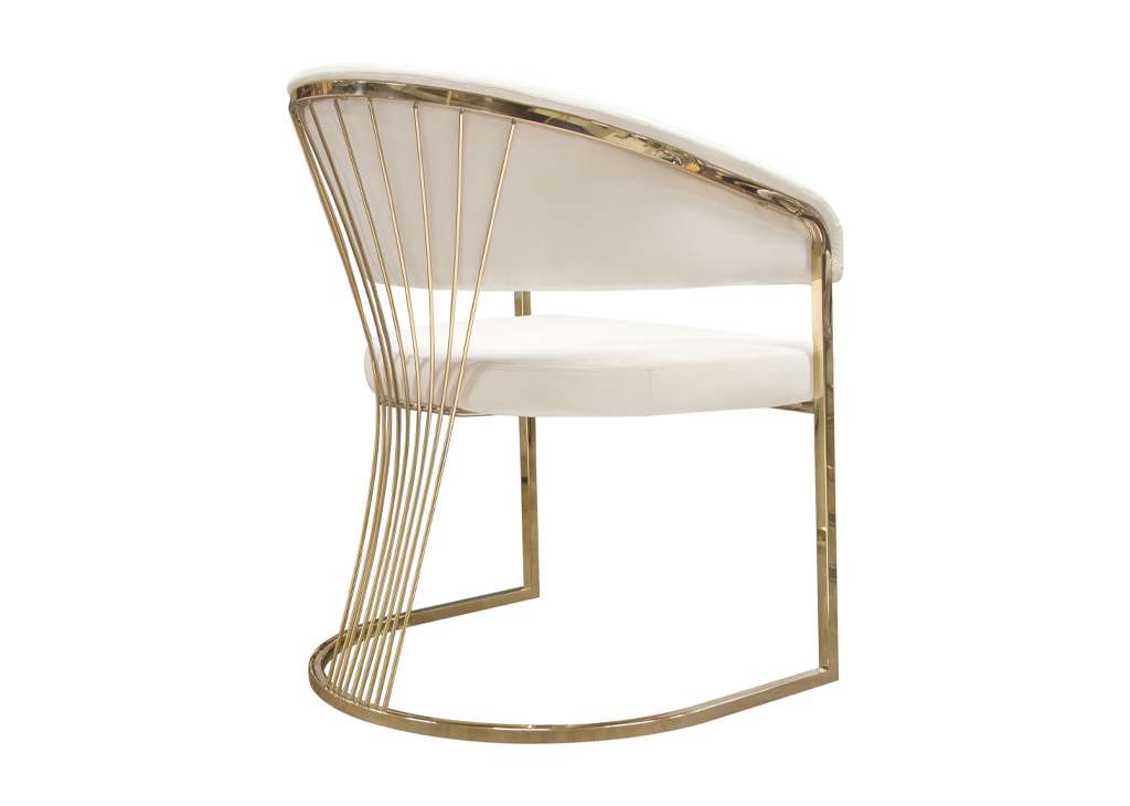 5 PC Contemporary Dining Set & Cream Velvet Chairs