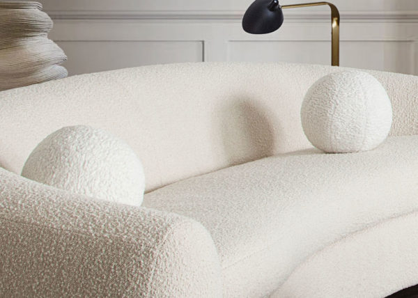 White Plush Fabric Sofa