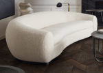 White Curved Plush Fabric Sofa
