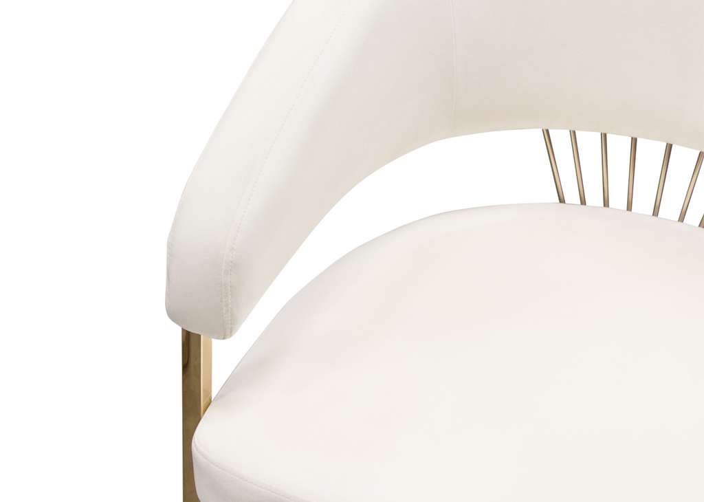 5 PC Contemporary Dining Set & Cream Velvet Chairs
