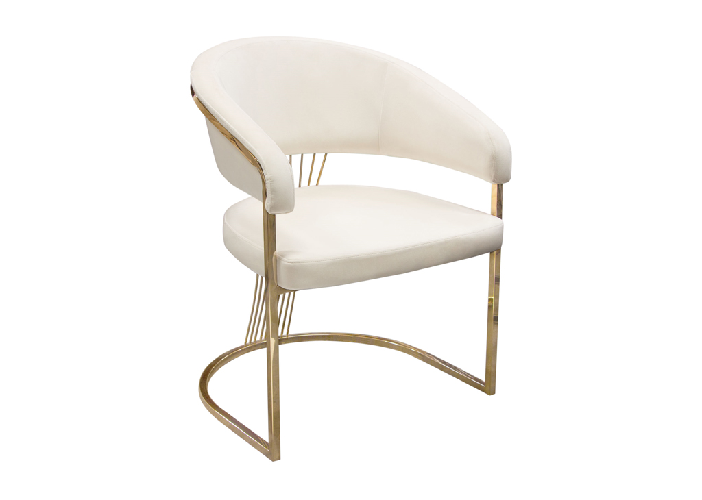 White Velvet Chair Side Facing