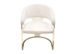 5 PC Contemporary Dining Set & Cream Velvet Chairs