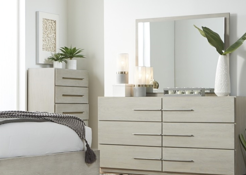 Whitewash Oak Mirror & Dresser