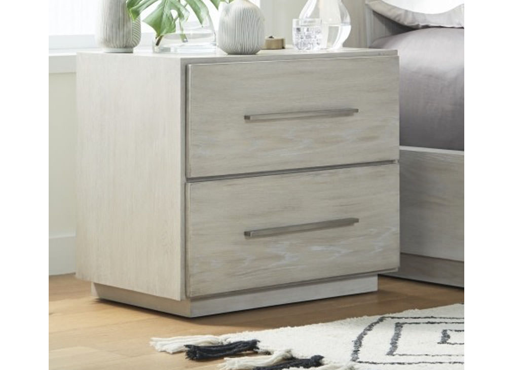Whitewash oak color 2 drawer night stand lifestyle