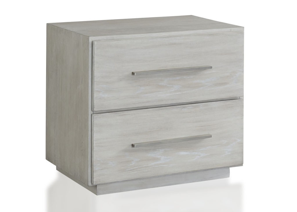 Whitewash oak color 2 drawer night stand