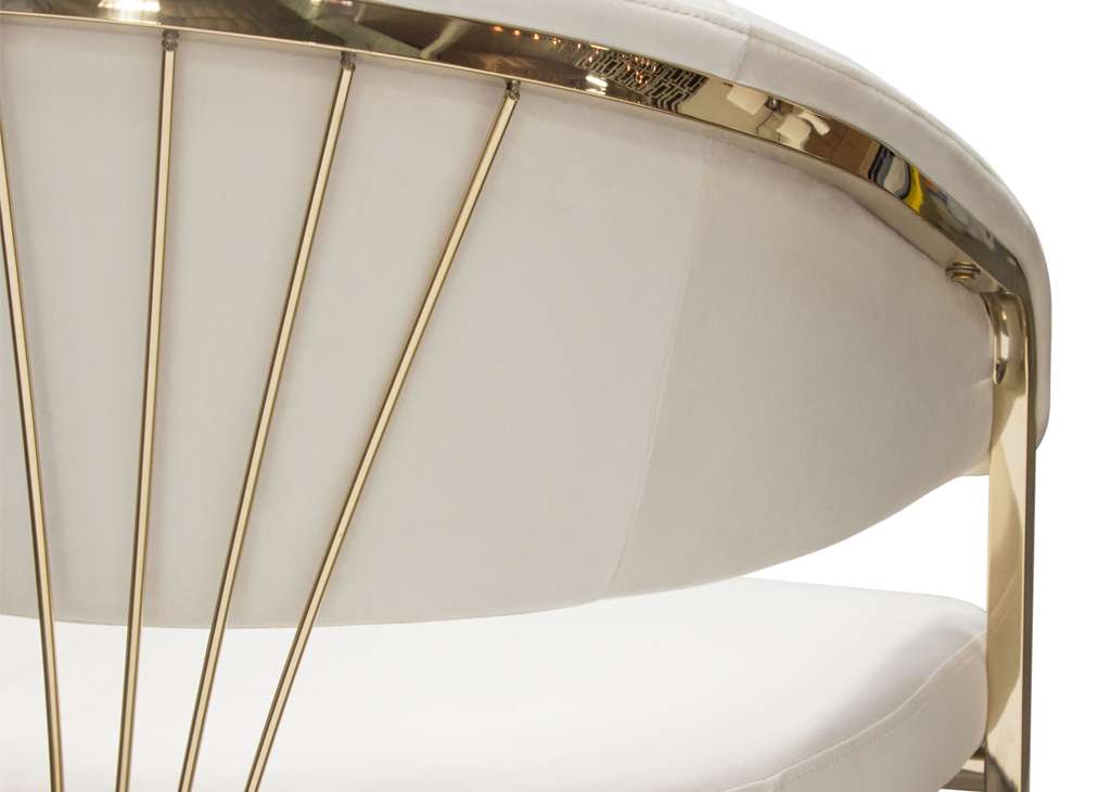 5 PC Contemporary Dining Set & Cream Velvet Chairs