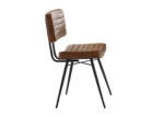 espresso finish hand-dyed goat leather & metal legs side facing chair view