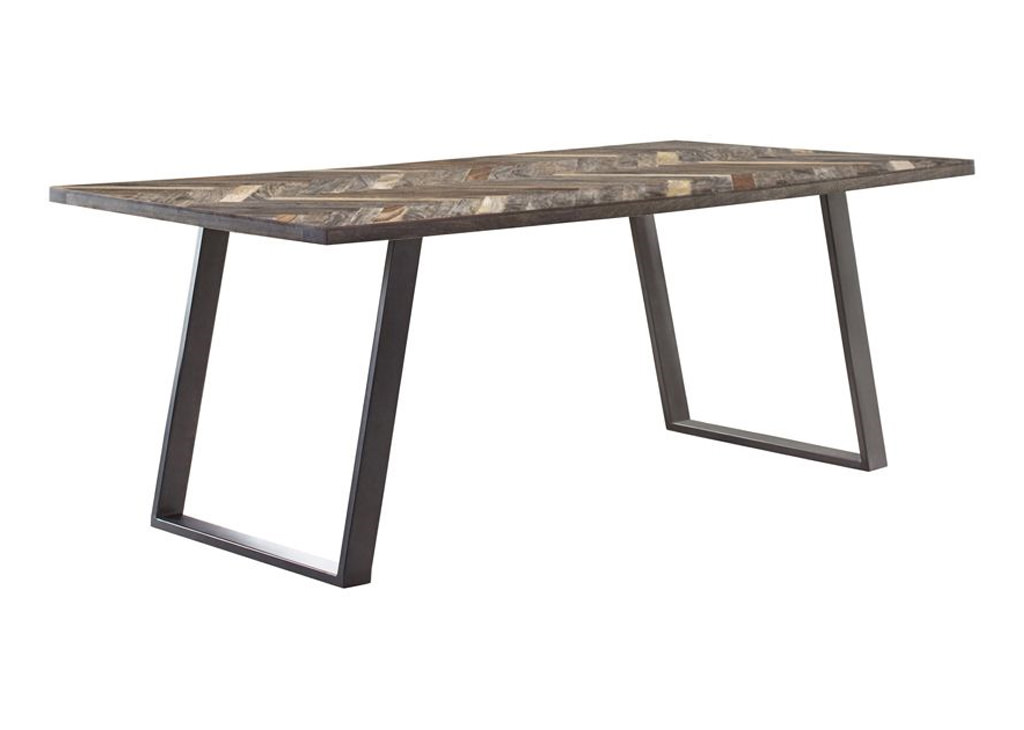 Grey Sheesham & Gunmetal side facing dining table